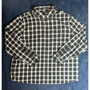 Duluth Trading Alaskan Hardgear Shirt Flannel Plaid Button Down Black Mens 2XL